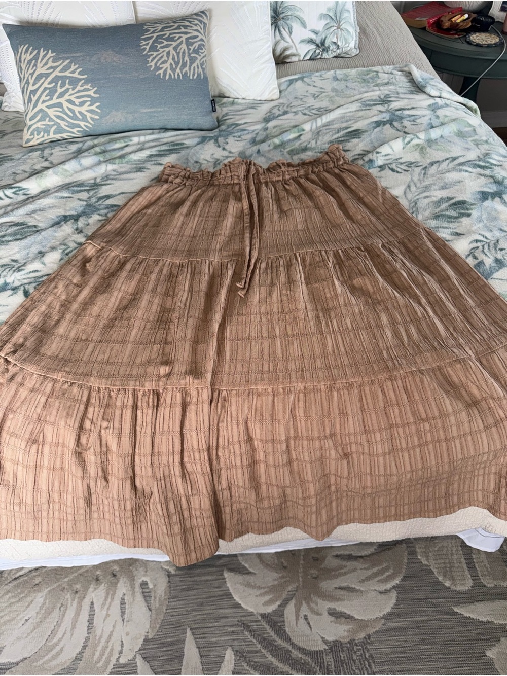 Celebrity Pink Tiered Maxi Skirt in Light Brown